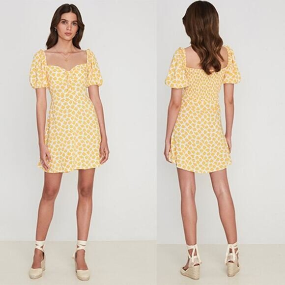 NWT Faithfull The Brand Shimma Dress Bette Floral Puff Mini Dress Size: 4